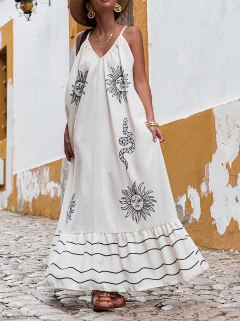 Unique Under the Sun Printed V-neck Dress