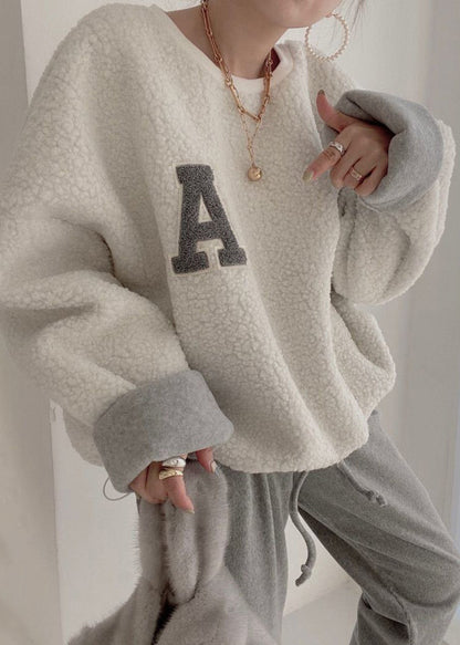 Beige Drawstring Cozy Sweatshirt Batwing Sleeve