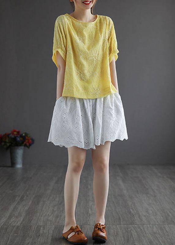 Blue Embroidered Summer Blouses Half Sleeve