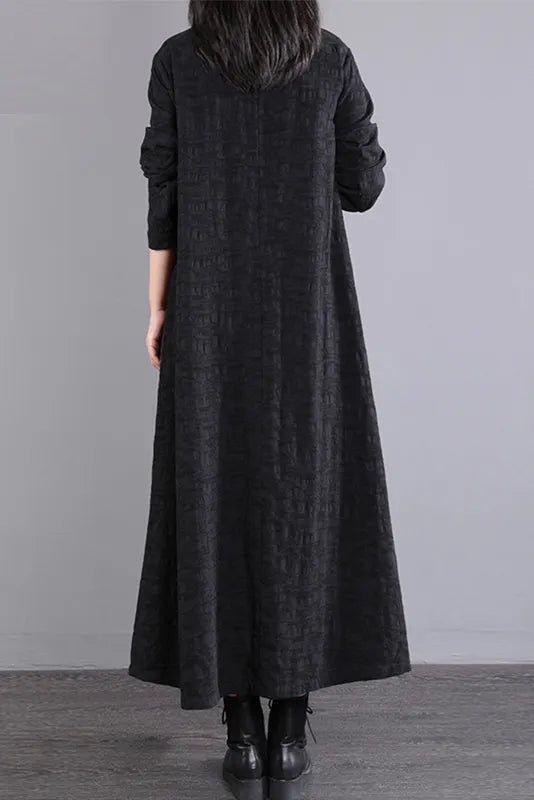 Fall Long Sleeve Dress Loose Cotton Dress