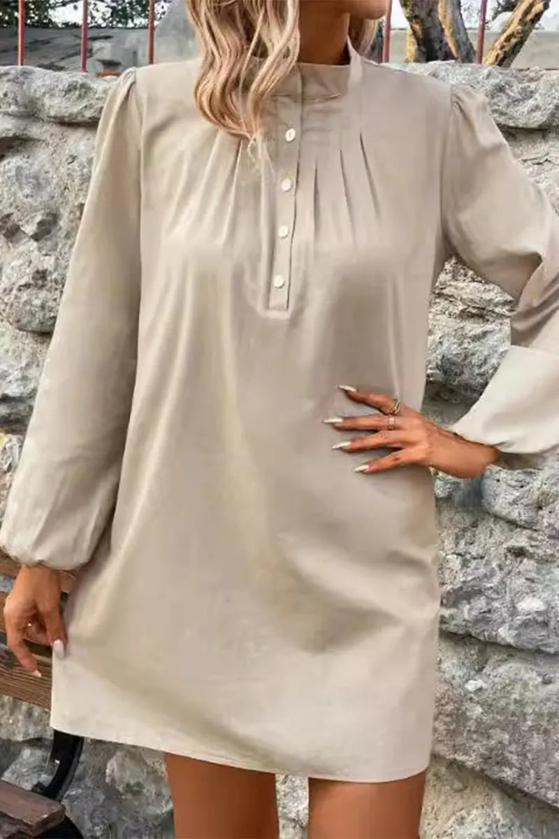 Simplicity Buttons Mandarin Collar a Line Dresses