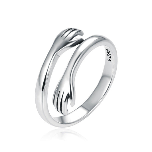 925 Sterling Silver Love Hug Thumb Ring | Spiritual Protection