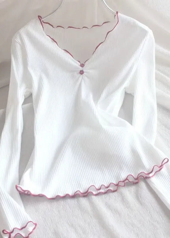 Red Ruffled Long Sleeve Loose Fitting Workout Tops