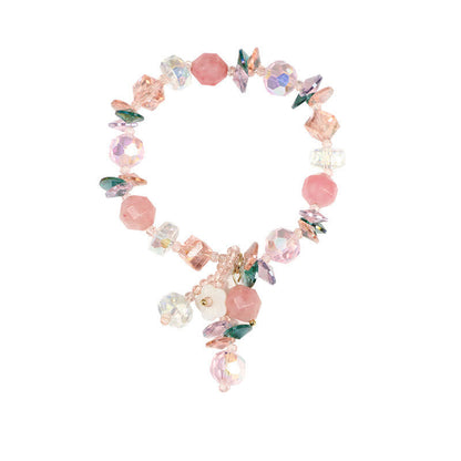 14-16cm Pink Green White Crystal Healing Bracelet