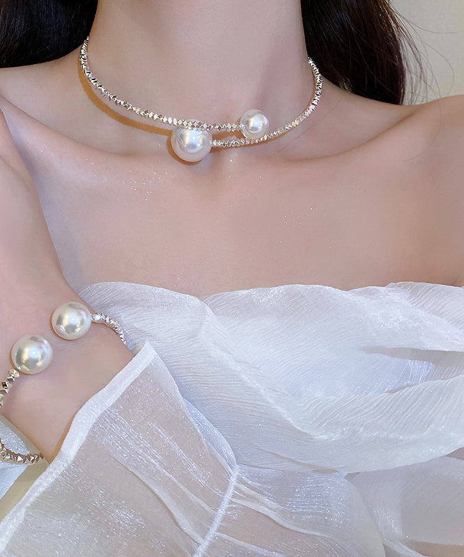 Silk Copper Alloy Pearl Choker