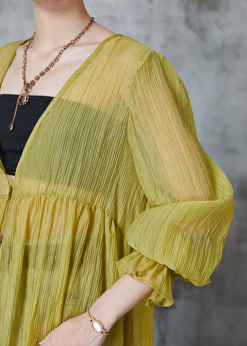 Modern Yellow Oversized Chiffon Upf 50+ Coat Summer