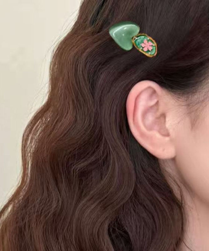 Art Green Allloy Love Pearl Hairpin Two-piece Set