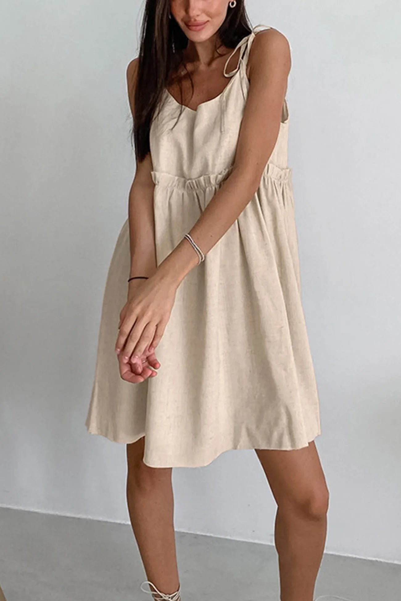 Tie-up Straps Cotton Cami Dress
