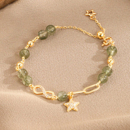 14k Gold Green Rutilated Quartz Spiritual Protection Bracelet