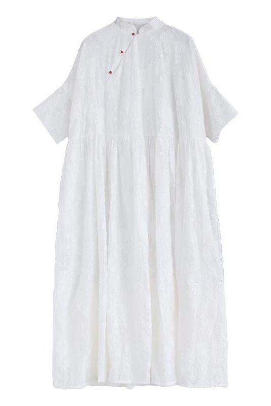National Wind Jacquard Lace Maxi Dress