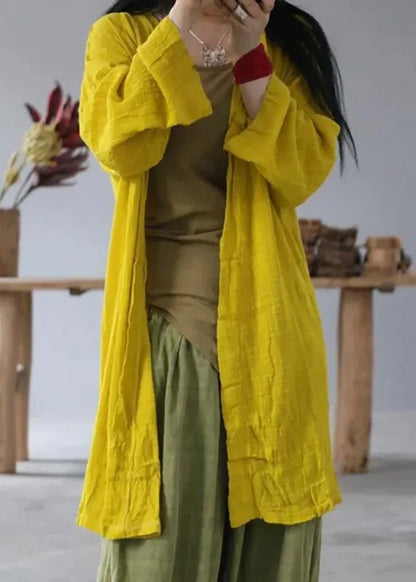 Loose Linen Cotton Carigan for Fitted Simple Color Sun Protection Shirt Coat