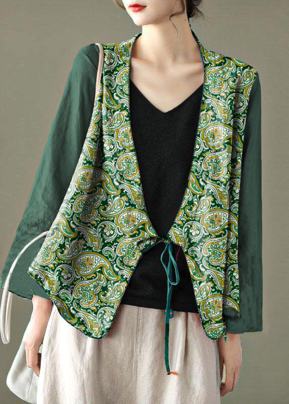 Green Cashew Embroidered Long Sleeve Linen Shirt