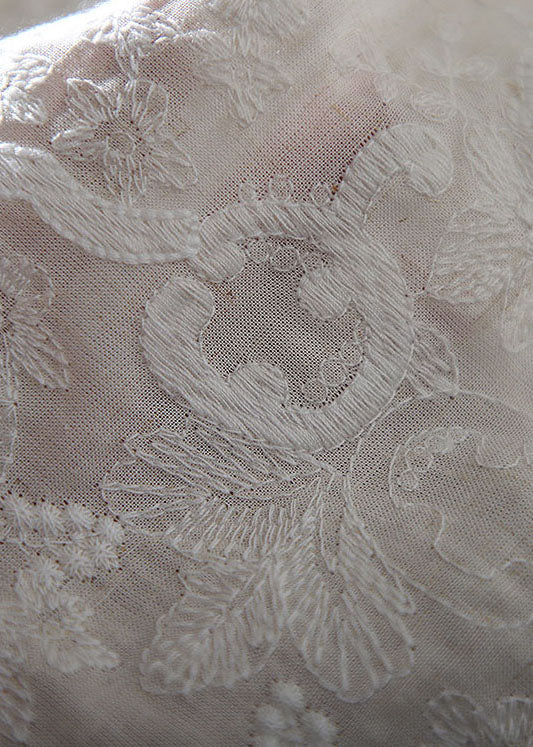 White Embroidered Cotton Shirt Tops Spring