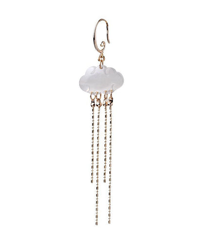White Silver Plated Gem Stone Drop Earrings