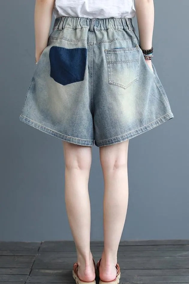 Summer Blue Denim Shorts Loose Cowboy Short Pants