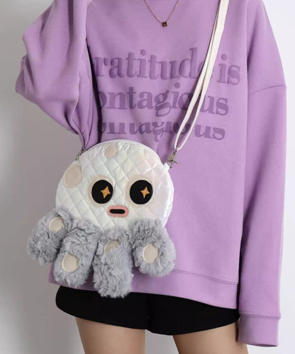Octopus Shaped Fuzzy Fur Fluffy Message Bag