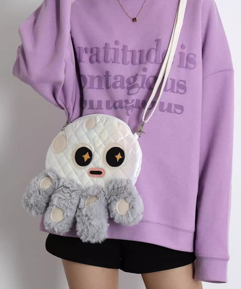 Octopus Shaped Fuzzy Fur Fluffy Message Bag
