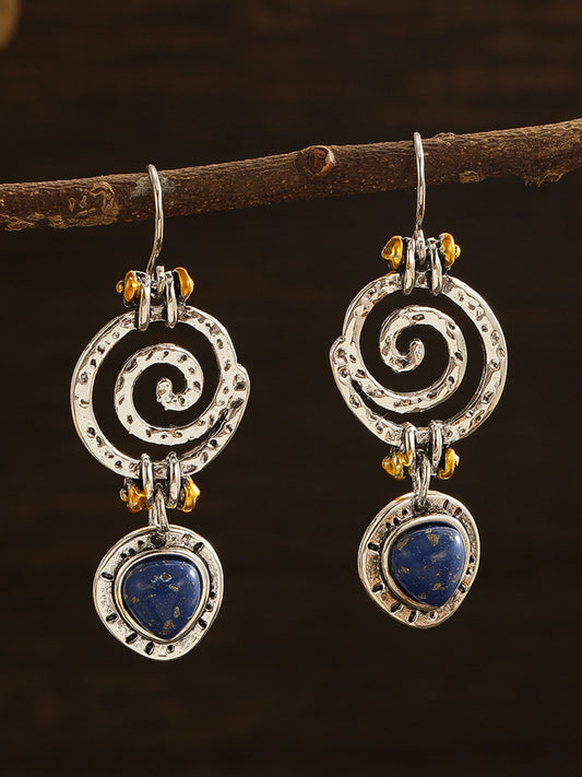 Lapis Lapis Openwork Spiral Drop Earrings