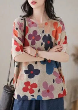 Stylish Print Cotton Knitted T-shirt