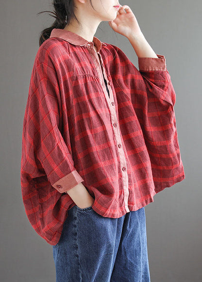 Boutique Red Button Peter Pan Collar Blouses Spring