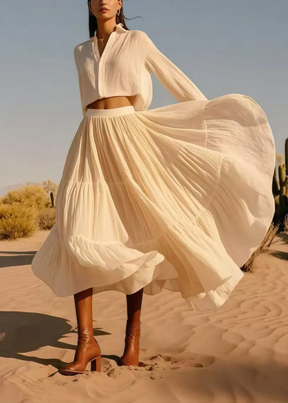 White Exra Large Hem Cotton Holiday Skirts Spring