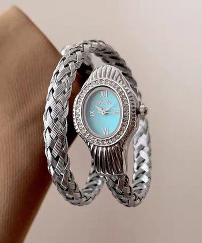 Fine Silk Stainless Steel Zircon Serpentine Waterproof Watch