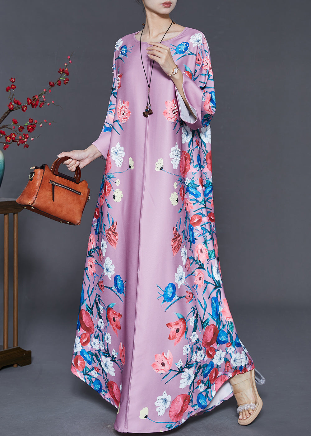 Pink Print Holiday Dresses Oversized Summer