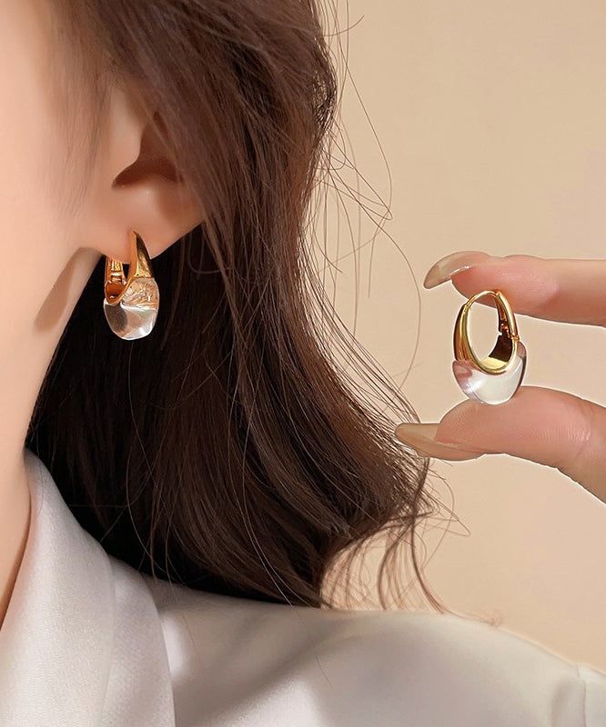 White Copper Alloy Crysta Hoop Earrings