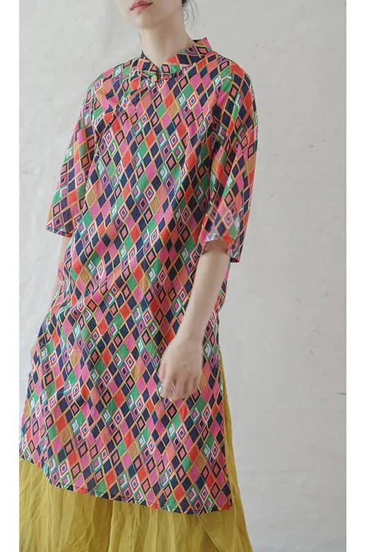 Geometric Split Hem Midi Dress