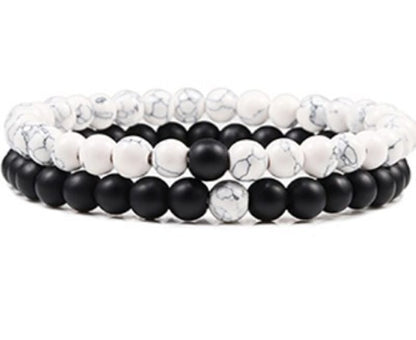Black Lava Stone Couple Bracelet 2pc Set