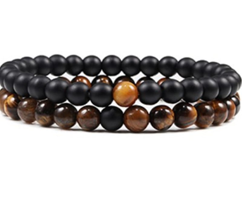 Black Lava Stone Couple Bracelet 2pc Set