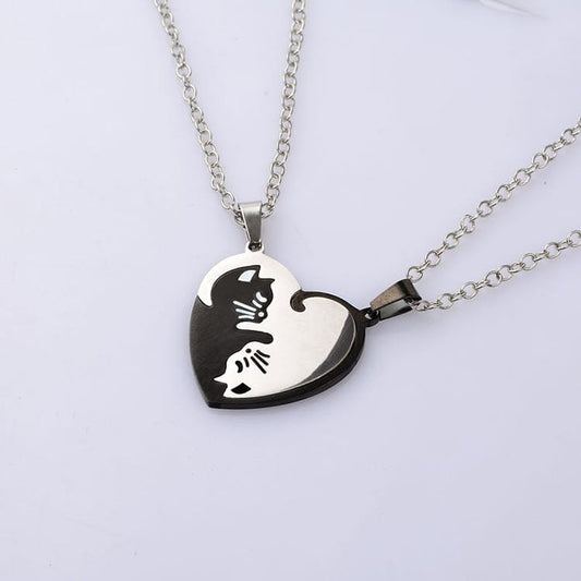 Cat Couple Necklaces for Feline-loving.