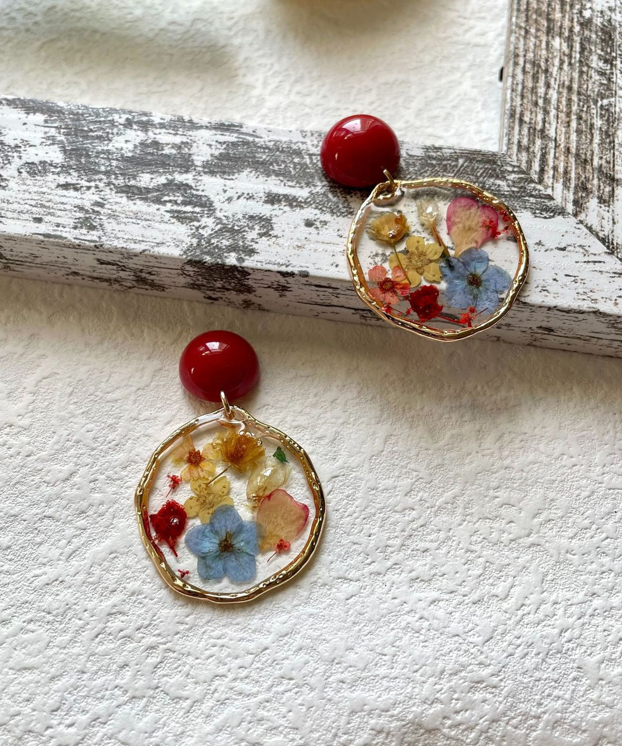 Novelty Red Sterling Silver Overgild Agate Drop Glue Drop Earrings