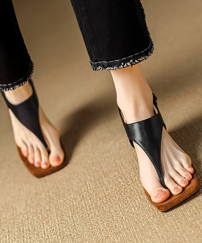 White Thong Sandals Alien Heel Cowhide Leather