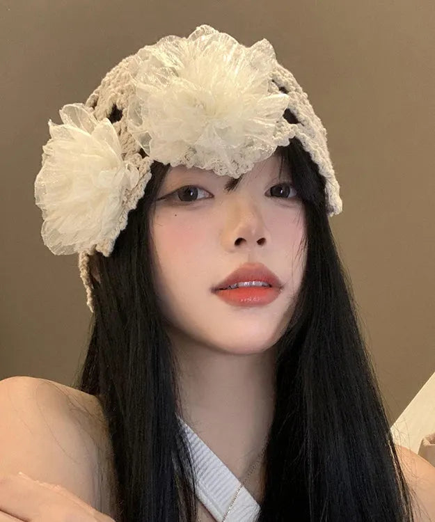 Boutique Beige Hollow Out Knit Bonnie Hat