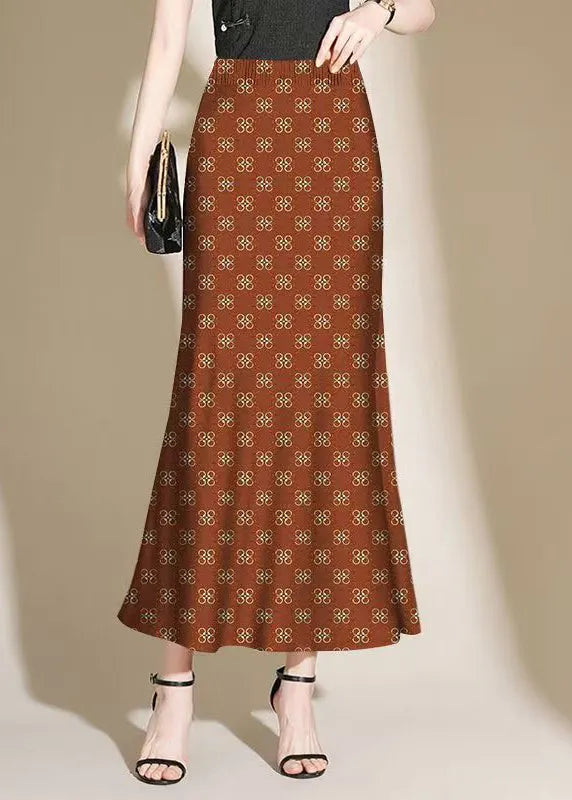 New Print Side Open Elastic Waist Cotton Skirt Summer