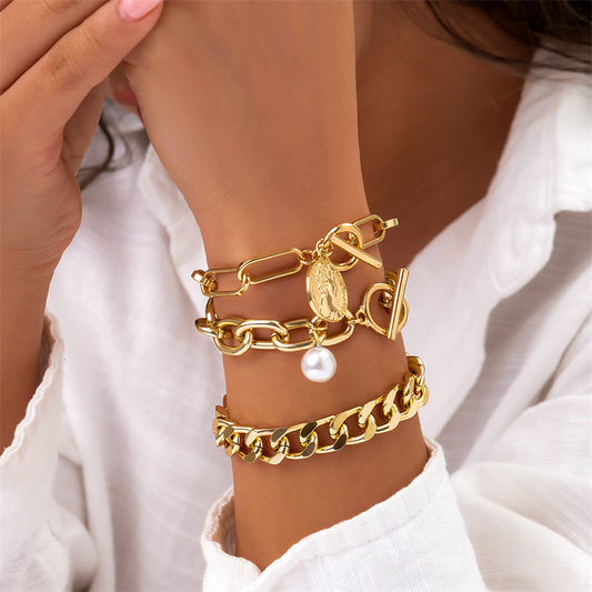 Patchwork Chains Pearl Bracelets