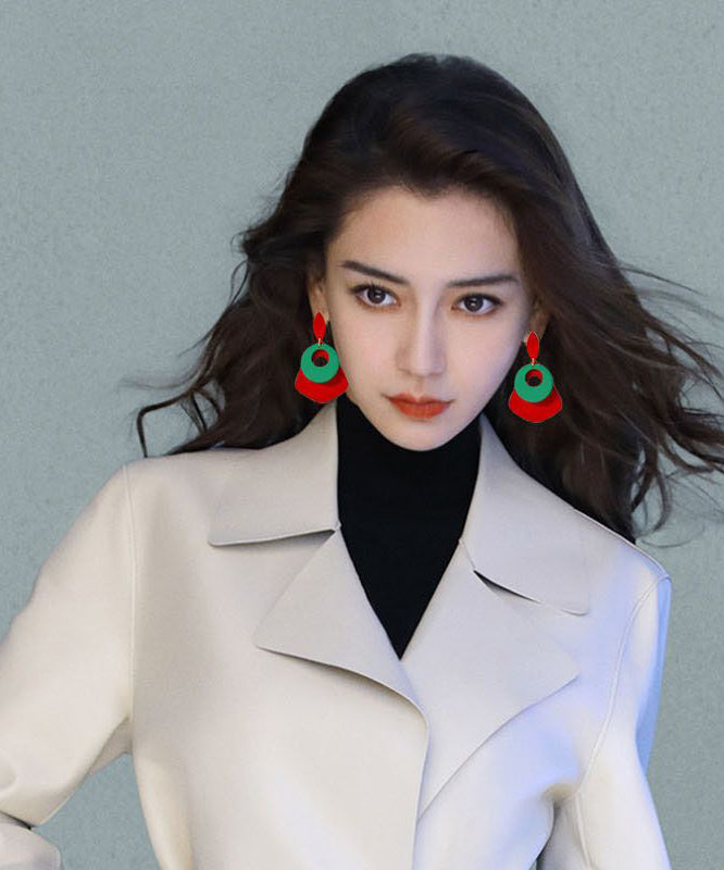 Colorblock Sterling Silver Alloy Acrylic Drop Earrings