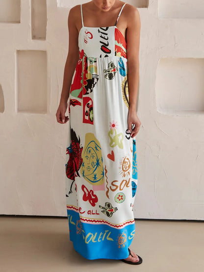 Sensation Refined Satin Unique Print Maxi Dress