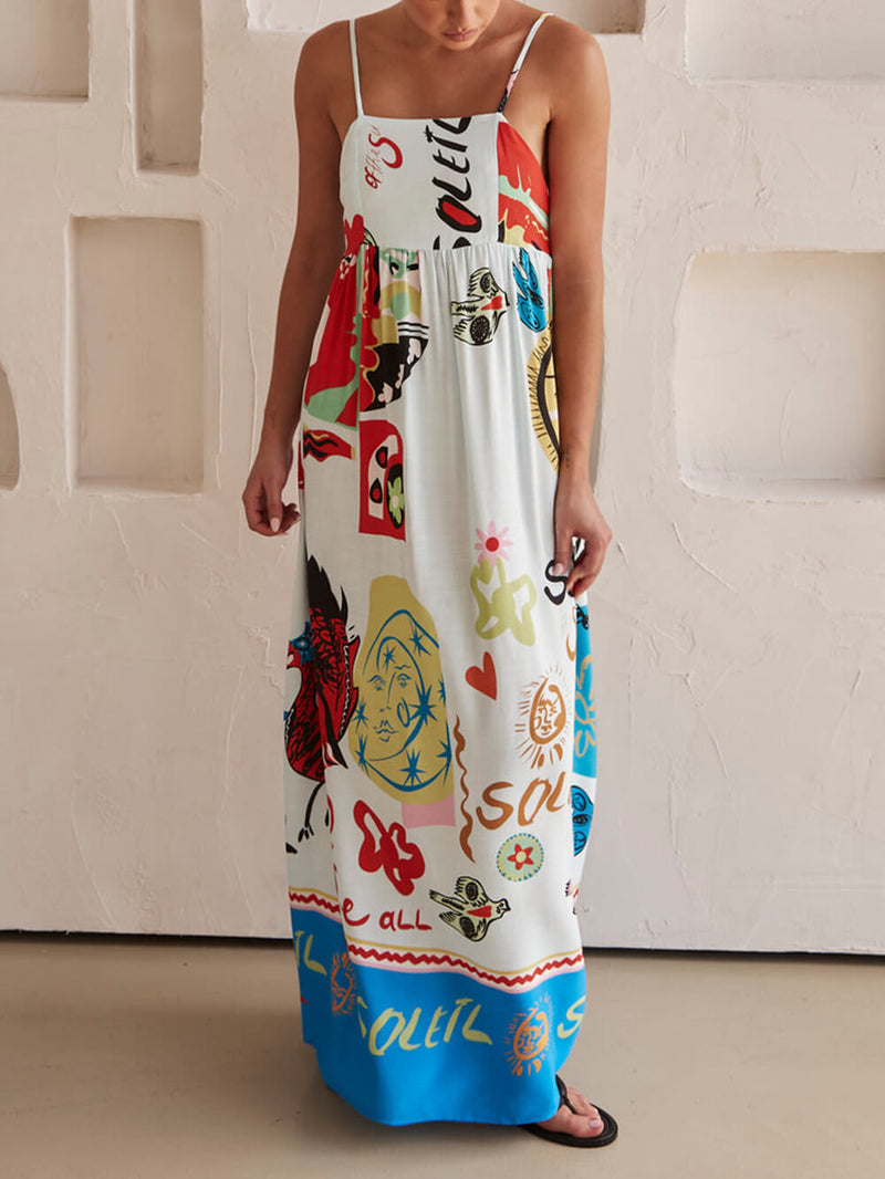 Sensation Refined Satin Unique Print Maxi Dress