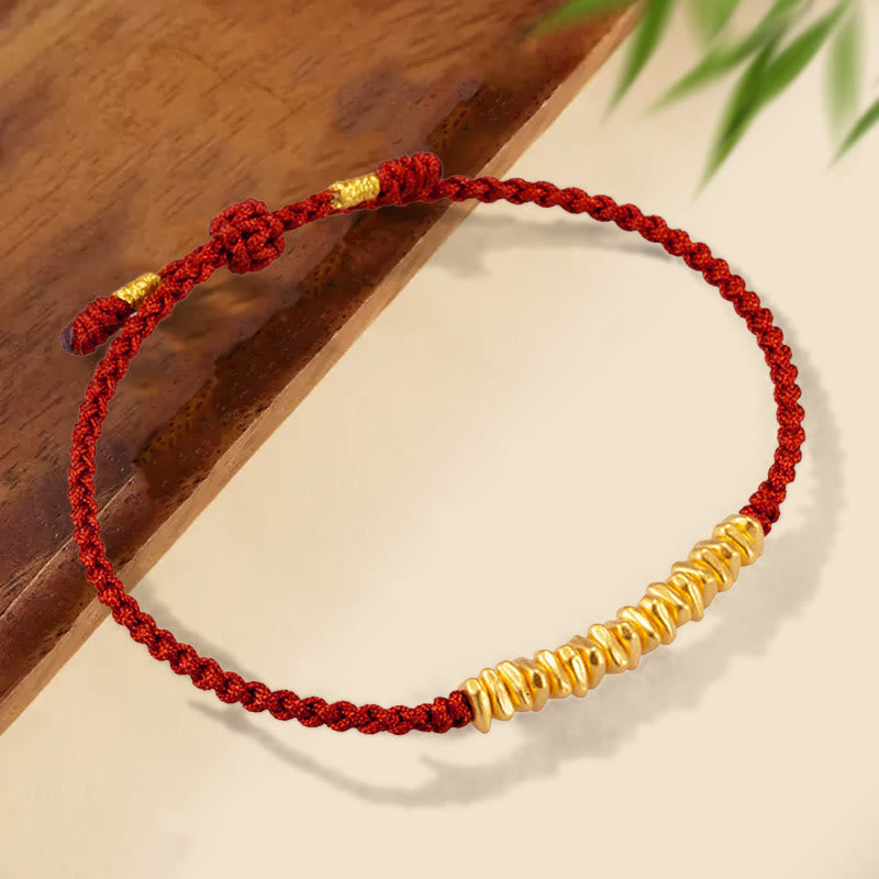 Handmade 999 Gold Protection Red String Braided Bracelet