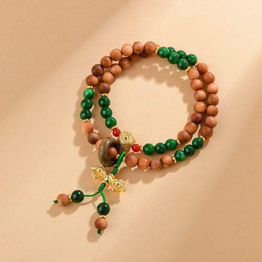 Buddha Stones Sandalwood Wood Bead Tibet Dorje Vajra Double Twisted Design Protection Healing Bracelet