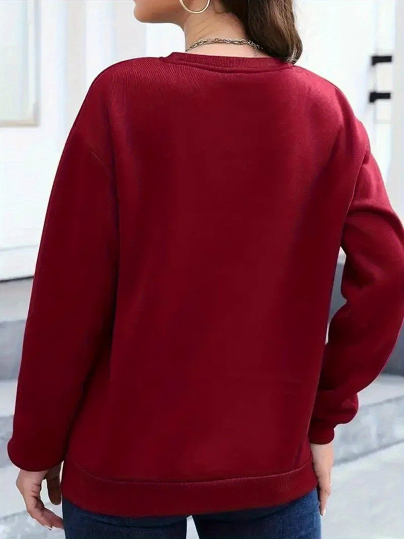 Yule Sweatshirt with Cotton Print Golden Christmas Tree Design