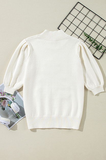 Casual Turtleneck Sweater with Christmas Tree Sequin Patchwork
