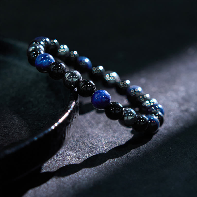 8mm Tiger Eye Obsidian Hematite Bracelet for Protection