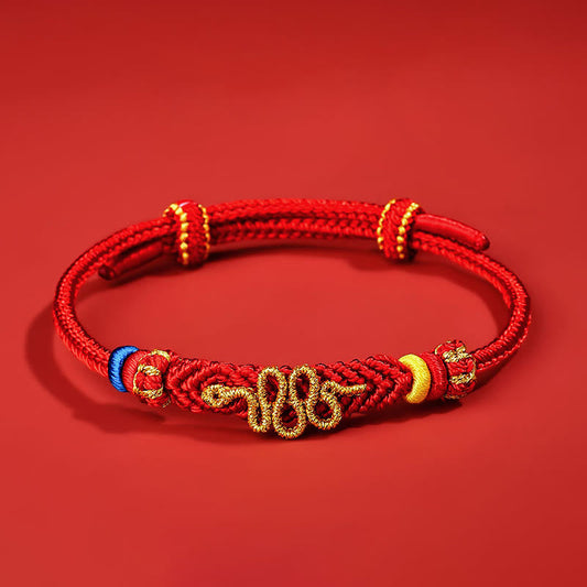 Buddha Stones Red String Eight Thread Peace Knot Year of the Snake Protection Braided Bracelet