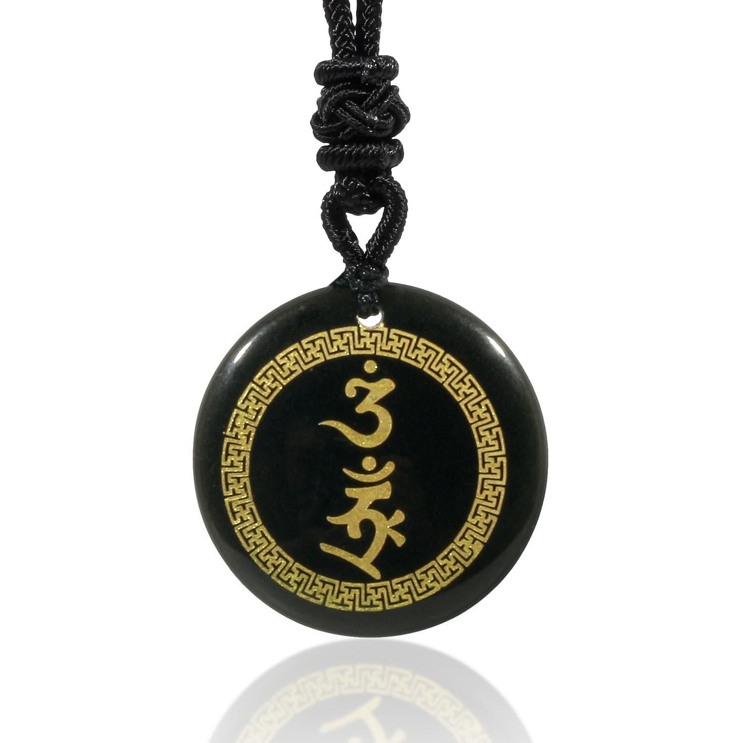 Buddha Stones Surrounding Protection Mantra Natural Various Crystal Black Obsidian Fulfilment Necklace Pendant