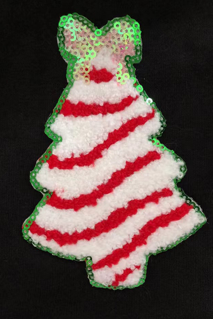 Casual Christmas Tree Sequin Crew Neck Sweats