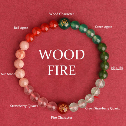 Buddha Stones Five Elements Various Agate Crystal Black Onyx Green Chalcedony Aquamarine Wisdom Bracelet