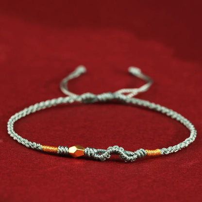 Buddha Stones 999 Gold Year of the Snake Mini Gold Bead Handmade Luck Protection Braided Bracelet